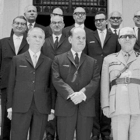 Ο Γ. Παπαδόπουλος και η κυβέρνησή του το 1968 © EUROKINISSI