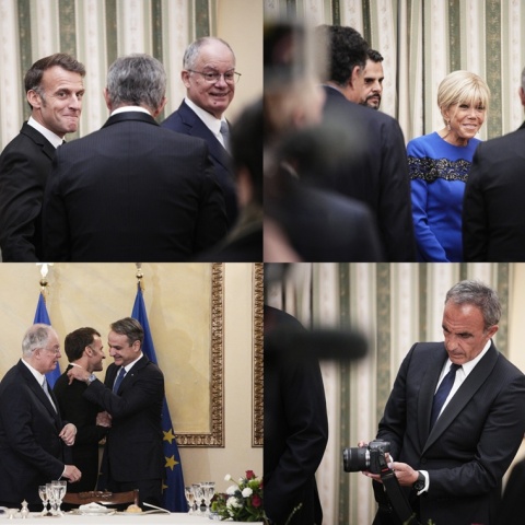 Στιγμιότυπα από τη δεξίωση προς τιμήν του ζεύγους Μακρόν στο Προεδρικό Μέγαρο