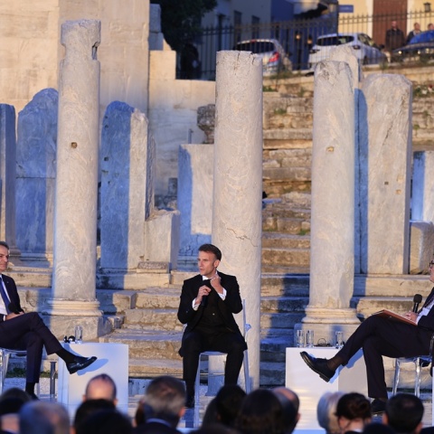 Κυριάκος Μητσοτάκης, Εμανουέλ Μακρόν, Αλέξης Παπαχελάς