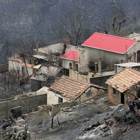 Καμένα σπίτια από τις πυρκαγιές στην Αλγερία