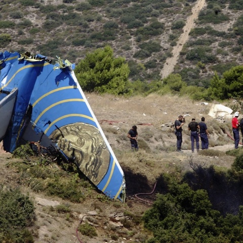 ό,τι απέμεινε από το αεροσκάφος της Helios μετά τη συντριβή του στο Γραμματικό