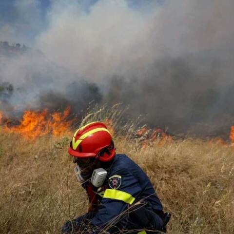 Πυροσβέστης επιχειρεί σε πυρκαγιά