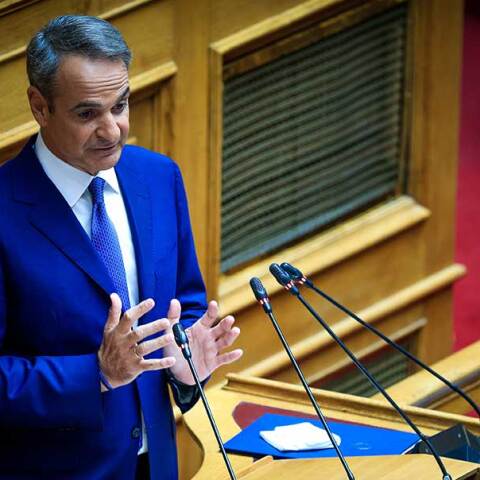 Ο πρωθυπουργός Κυριάκος Μητσοτάκης στη Βουλή
