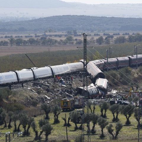 Το σημείο της σύγκρουσης των δύο τρένων στην Ισπανία