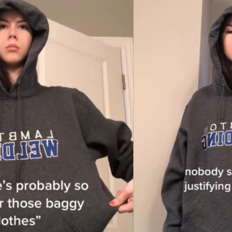 Η χρήστης @ihy69 διαμαρτυρόμενη για την επικράτηση του fat-shaming trend στο TikTok