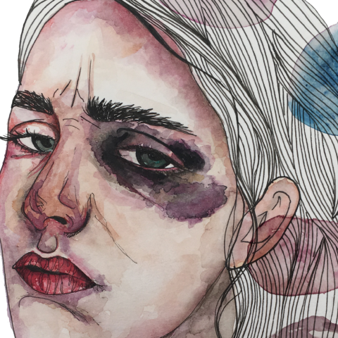 Ζωγραφιά για τη βία κατά των γυναικών - Γυναίκα με μώλωπες στο πρόσωπο