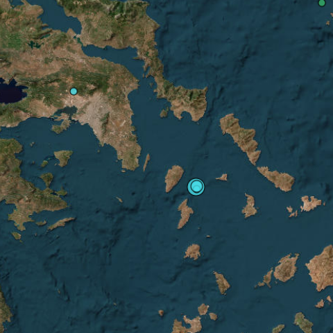 Η σεισμική δόνηση όπως έχει καταγραφεί στον χάρτη του Γεωδυναμικού Ινστιτούτου