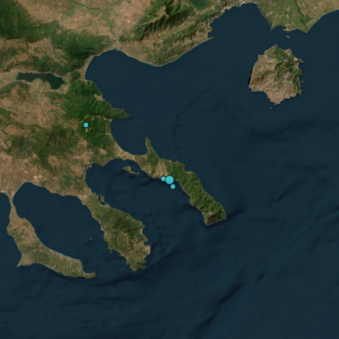 Το σημείο όπου καταγράφηκε ο σεισμός στο Άγιο Όρος στον χάρτη του Γεωδυναμικού Ινστιτούτου Αθηνών