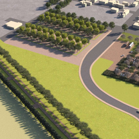 Φωτορεαλιστική απεικόνιση - Χώρος στάθμευσης-λαϊκή αγορά-περίπατος στο αρχαίο τείχος