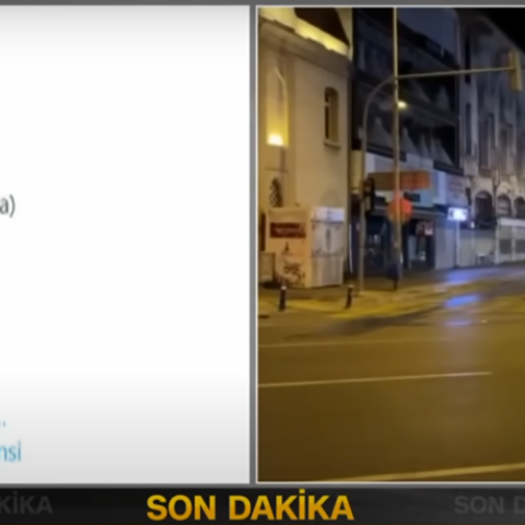 Εικόνα από την τουρκική τηλεόραση με δρόμο κατά τη διάρκεια του σεισμού