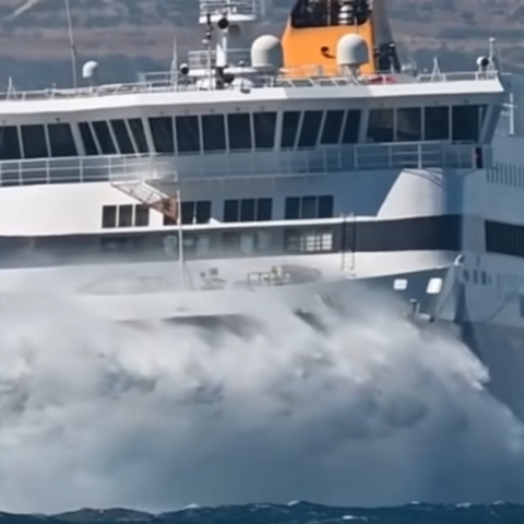 Η μάχη του πλοίου Blue Star Naxos με τα κύματα στο στενό Πάρου – Νάξου