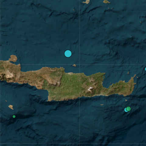 Σεισμός τώρα στο Ηράκλειο Κρήτης - Το επίκεντρο και το εστιακό βάθος της δόνησης που καταγράφηκε το μεσημέρι του Σαββάτου (18.7)