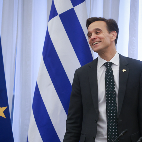 Ο Τζος Χακ ανέλαβε και επίσημα ως επιτετραμμένος την ηγεσία της Διπλωματικής Αποστολής των ΗΠΑ στην Ελλάδα © Costas Baltas/Anadolu via Getty Images