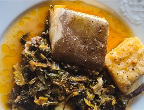 Μπακαλιάρος με χόρτα