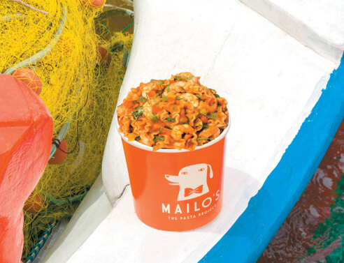 Mailo’s The Pasta Project: Η ξακουστή τηνιακή γαριδομακαρονάδα του Ντίνου σε ένα Mailo’s Cup