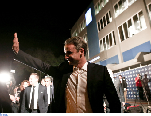 Ο Κυριάκος Μητσοτάκης στα κεντρικά γραφεία της ΝΔ 