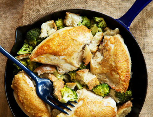 Κοτόπουλο με μπρόκολο στο τηγάνι