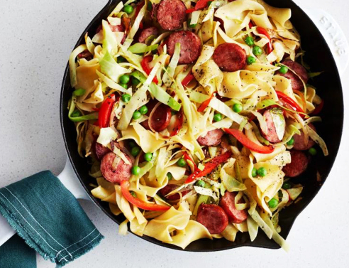 Παπαρδέλες με λάχανο και λουκάνικο