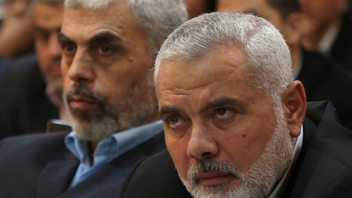 Οι ηγέτες της Χαμάς στη Λωρίδα της Γάζας Γιάχια Σινουάρ και Ισμαήλ Χανεγιά