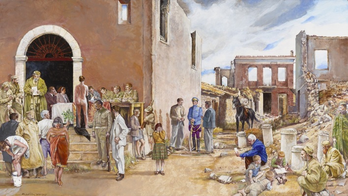 Αλέκος Λεβίδης, Δίκη, 71 x 125 εκ., μικτή τεχνική σε ξύλο, 2025