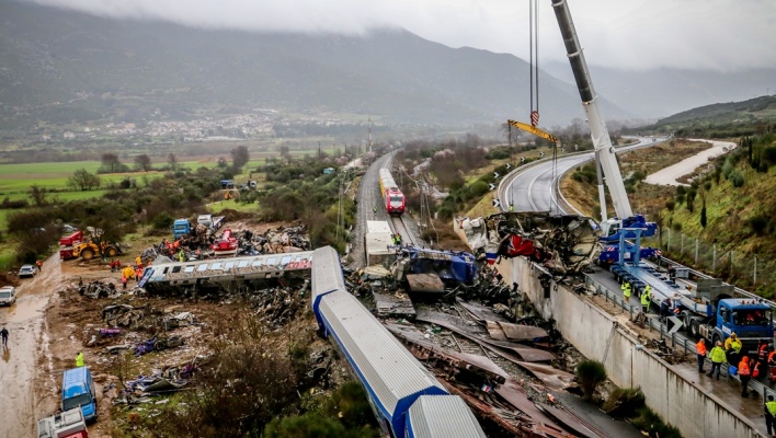 Το σημείο του πολύνεκρου σιδηροδρομικού δυστυχήματος στα Τέμπη