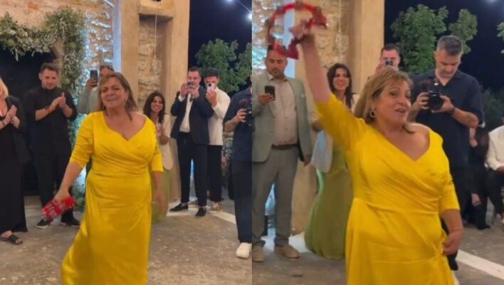 Ο χορός της Βίκυς Σταυροπούλου στον γάμο της Δανάης Μπάρκα έγινε viral και θύμισε το «Είσαι το Ταίρι μου» 
