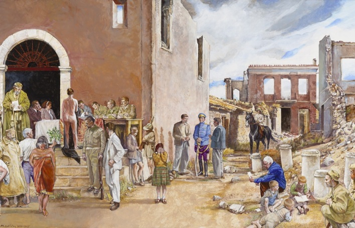 Αλέκος Λεβίδης, Δίκη, 71 x 125 εκ., μικτή τεχνική σε ξύλο, 2025