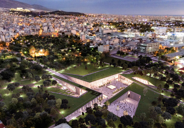Η μακέτα του νέου Αρχαιολογικού Μουσείου των Αθηνών στην Ακαδημία Πλάτωνος (εναέρια φωτογραφία)