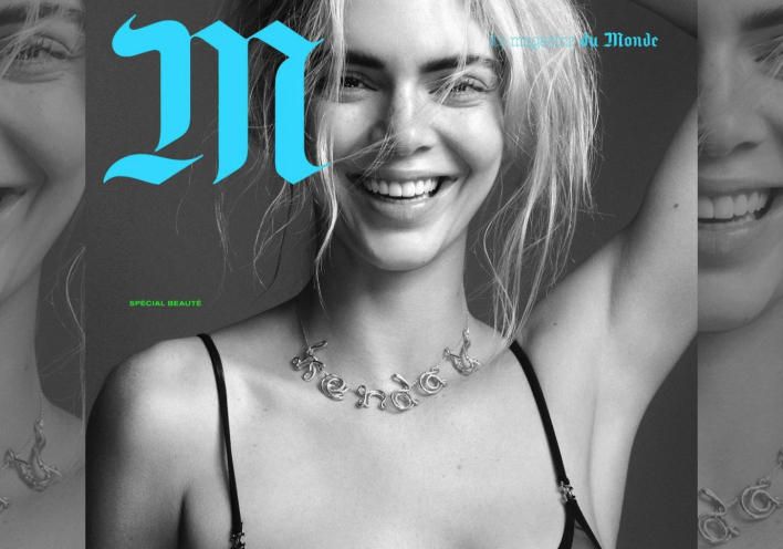 H Κένταλ Τζένερ φωτογραφημένη από τον Όλιβερ Χάντλι Περτς για το εξώφυλλο του περιοδικού της εφημερίδας Le Monde, M