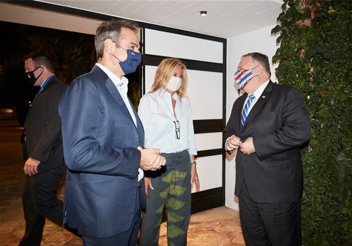 Ο Μάικ Πομπέο με τον Κυριάκο Μητσοτάκη