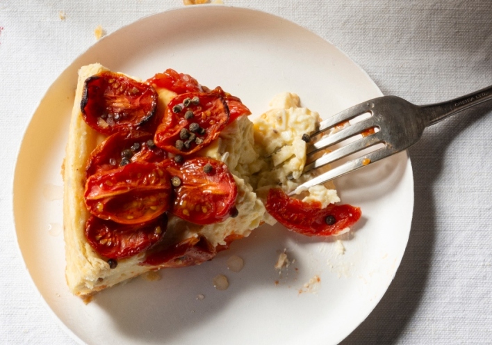 Τάρτα flan με ντοματίνια