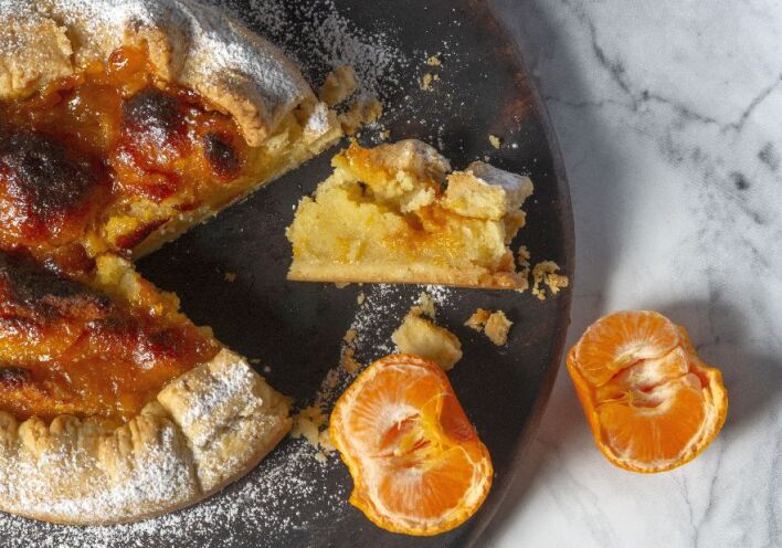 Συνταγή για τάρτα αμυγδάλου με μαρμελάδα μανταρίνι και μαστίχα