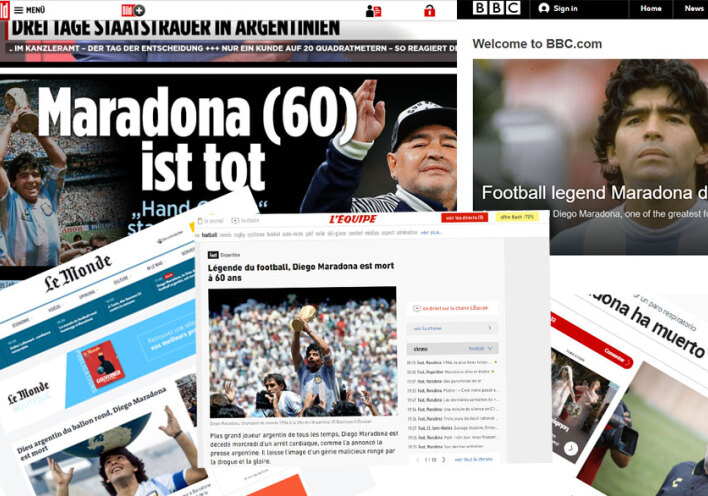 Παγκόσμιο σοκ για τον Μαραντόνα - Τα πρωτοσέλιδα στα διεθνή ΜΜΕ
