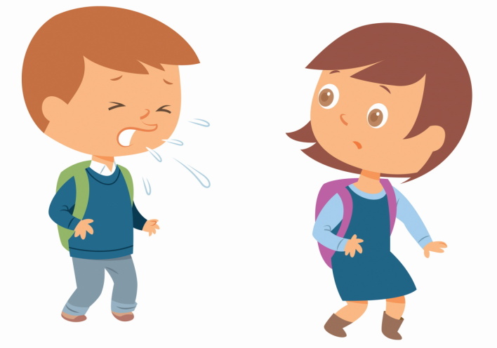 Σκίτσο στο οποίο ένα παιδί φτερνίζεται εξαιτίας των αλλεργιών.