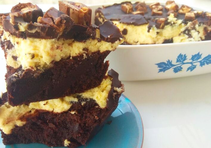 Συνταγή για brownie με κρέμα cheesecake 