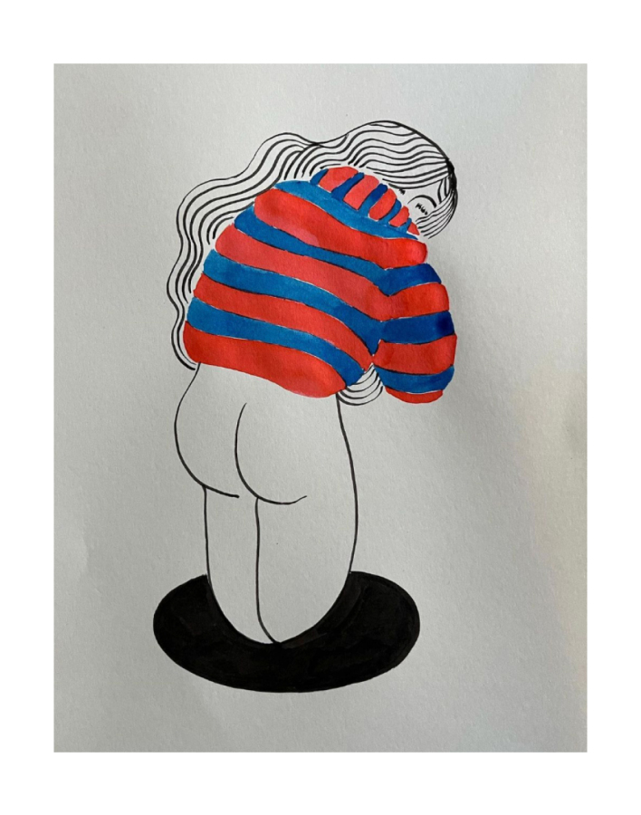 Θεανώ Πετρίδου #botoomlessgirlinasweaterwithstripes @we_design_graphics