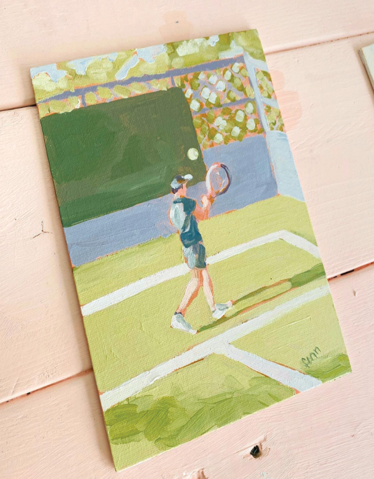 “Tennis”, Oil on canvas panel 6x8”