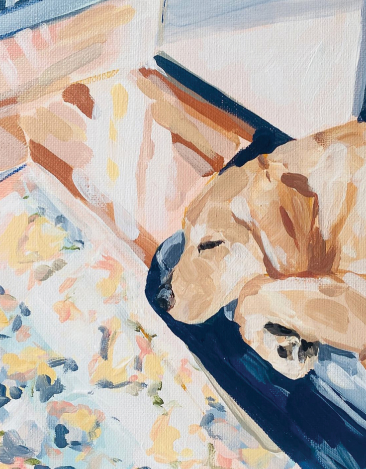Έργο της Sabina Fenn, “Bella sleeping in the studio”, Acrylic on 8x10” canvas panel