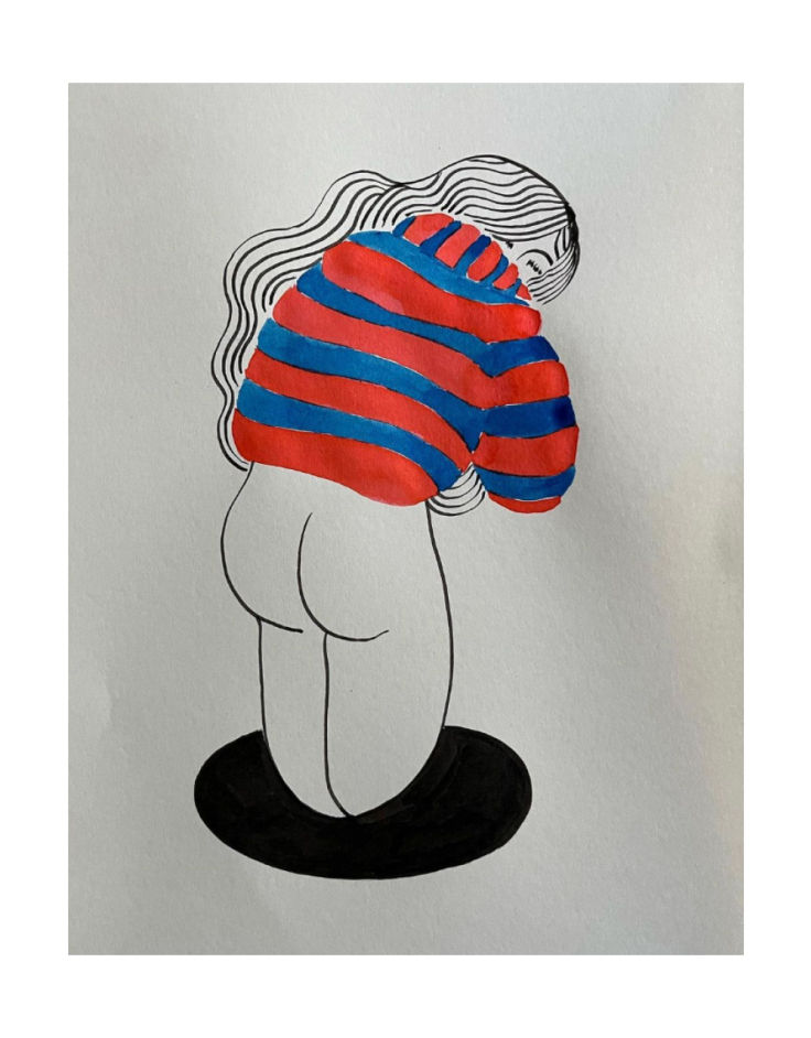 Θεανώ Πετρίδου #botoomlessgirlinasweaterwithstripes @we_design_graphics