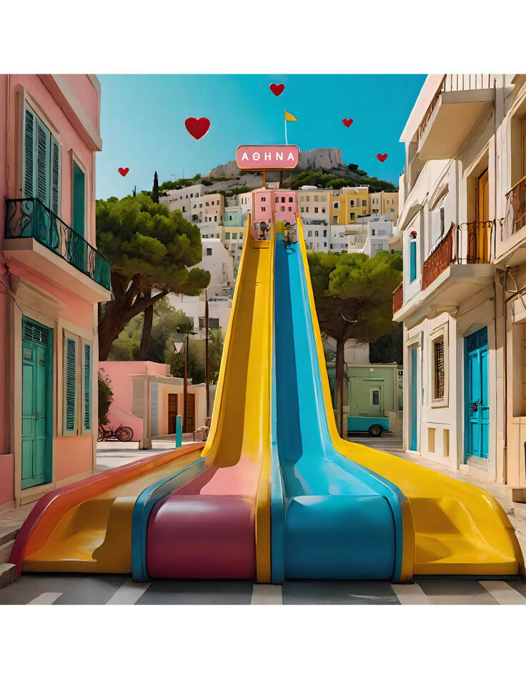 Όλα μπορούν να χωρέσουν και να συνυπάρξουν αρμονικά στο ροζ παράλληλο σύμπαν που σχεδίασε η αρχιτέκτονας Λυδία Γιόκαρη και που ονόμασε Pink Metaverse