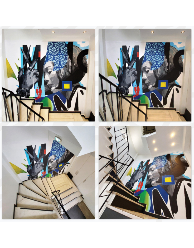 STYLE IN THE CUT. Mural created in the interior of the boutique hair salon Manolea Gousko ©Spent1