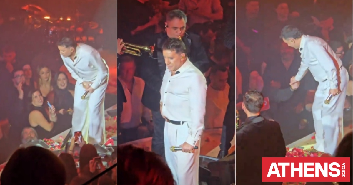 Ατύχημα για τον Μαζωνάκη – Θαμώνας του πέταξε πανέρι με λουλούδια πετυχαίνοντάς τον σε ευαίσθητο σημείο