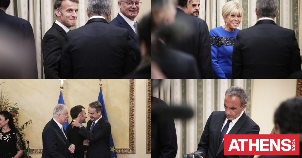 Οι χειραψίες του Εμανουέλ Μακρόν, το μενού και τα χαμόγελα στο επίσημο δείπνο στο Προεδρικό