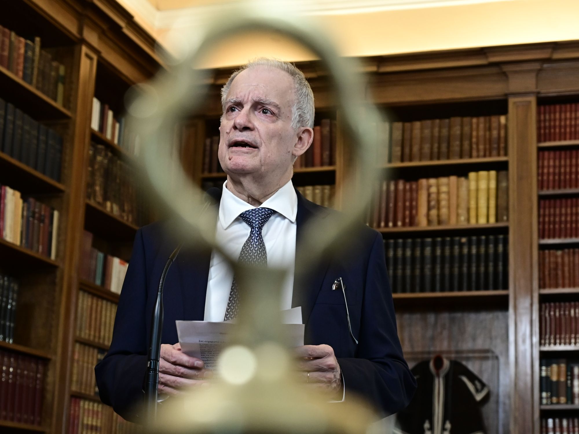 Στγμιότυπο από την ομιλία του κ. Τασούλα στο Προεδρικό Μέγαρο