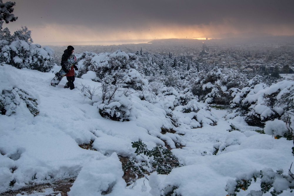 Snowboard στην Ακρόπολη