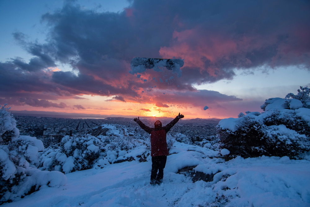 Snowboard στην Ακρόπολη