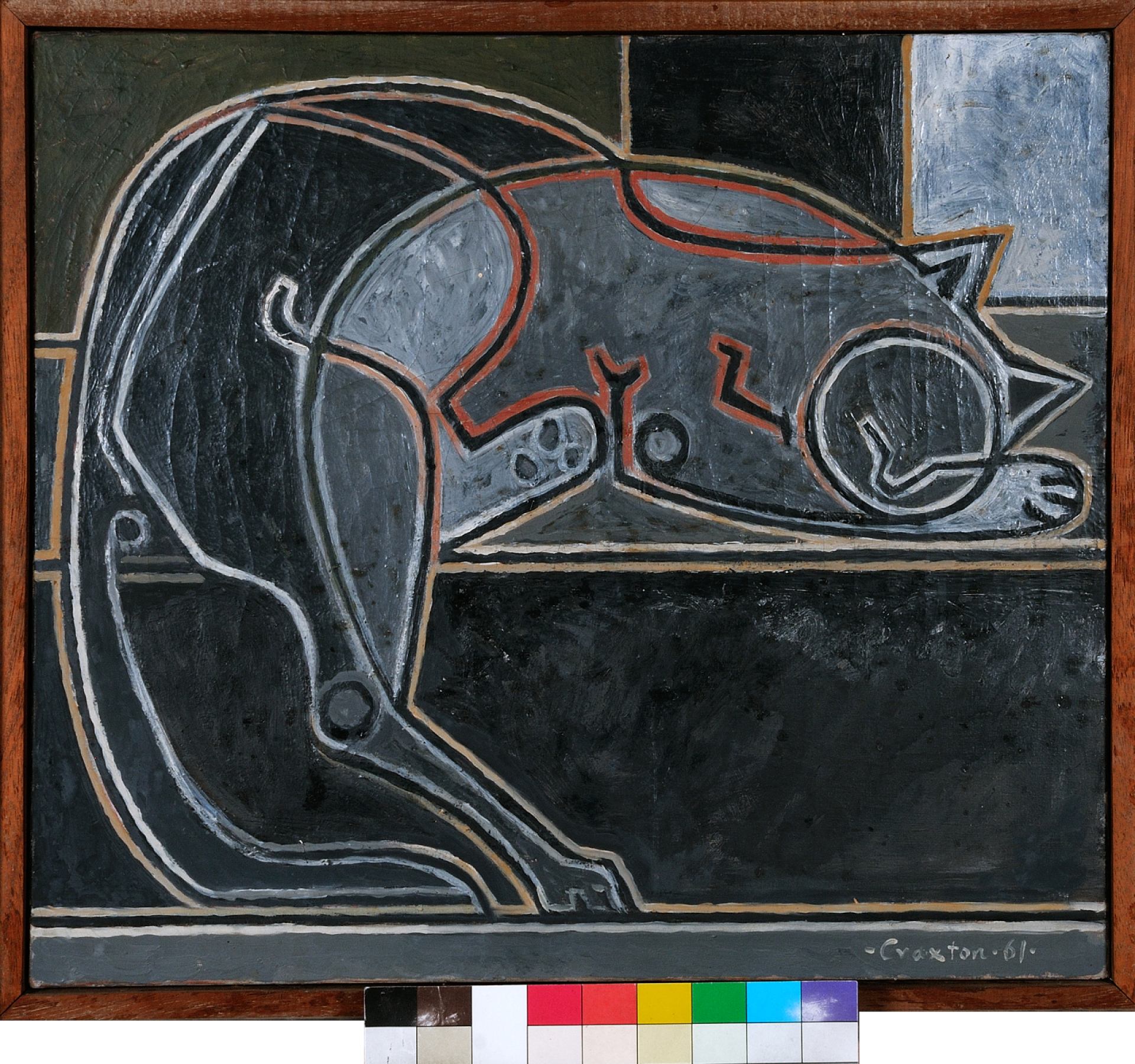 John Craxton, Αναπαυόμενη γάτα, 1962