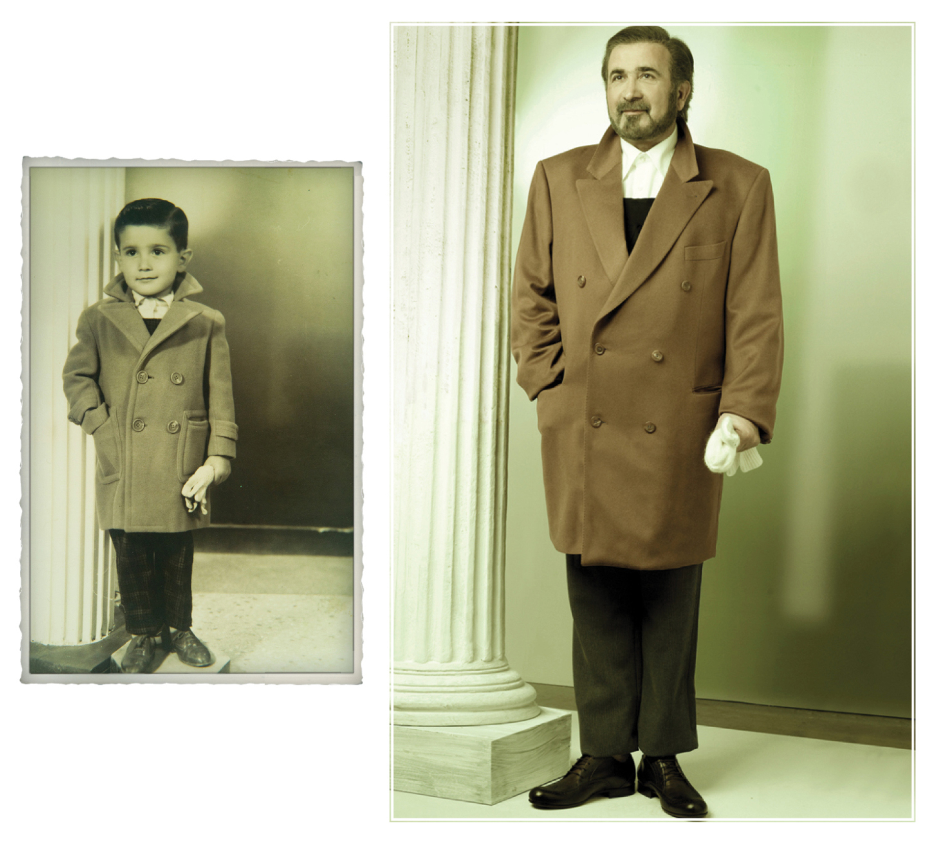 Ο Λάκης Λαζόπουλος το 1961 στην Λάρισα φωτογραφημένος στο στούντιο των Αδελφών Γκουζγκούνη (προ κινηματογραφικής καριέρας). Λάκης 2010, Κεραμεικός.