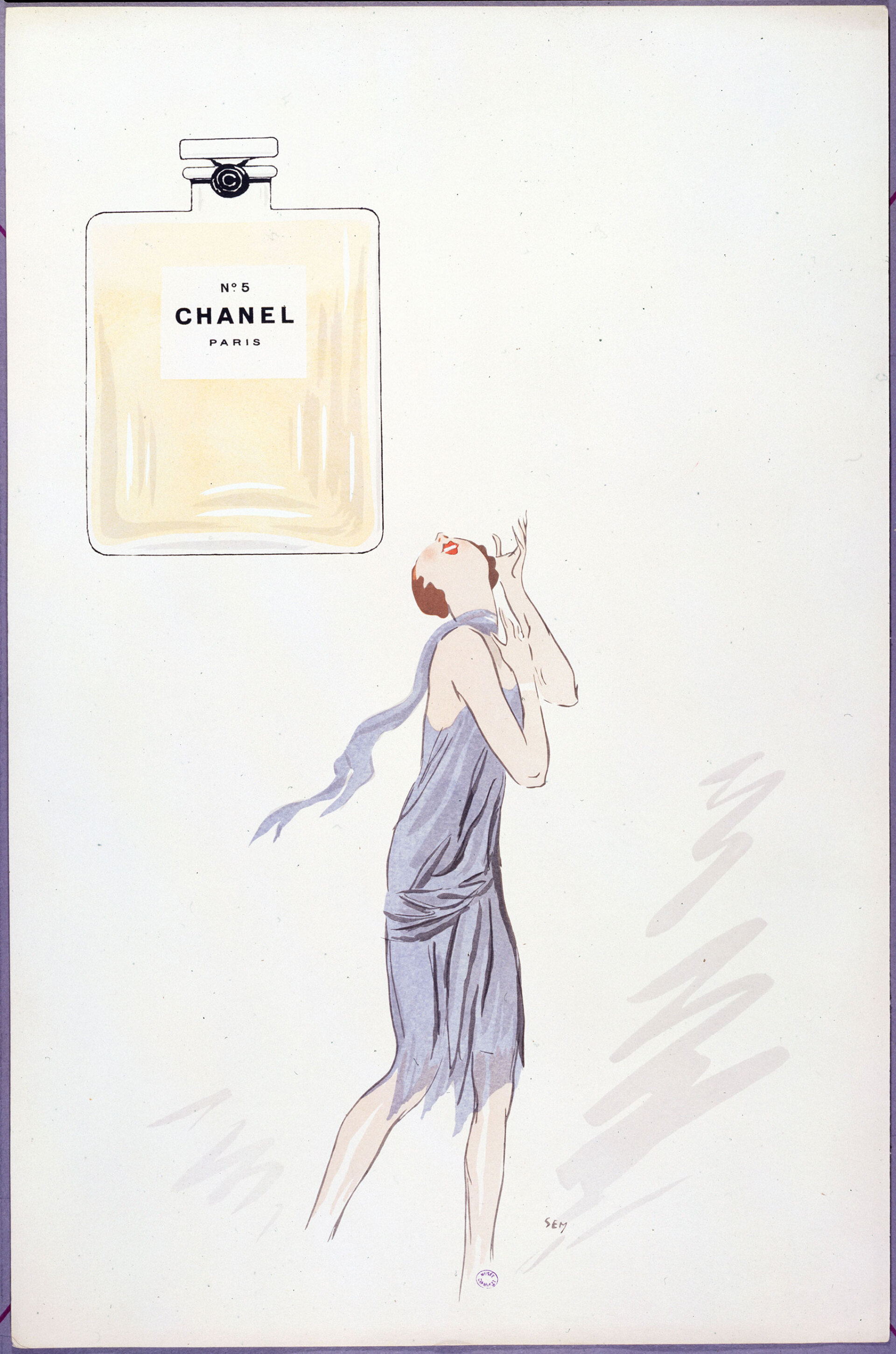 Λιθογραφία του αρώματος Chanel No5 από τον Sem (Georges Goursat), δημοσιευμένη στους New York Times, 16 Δεκεμβρίου 1924