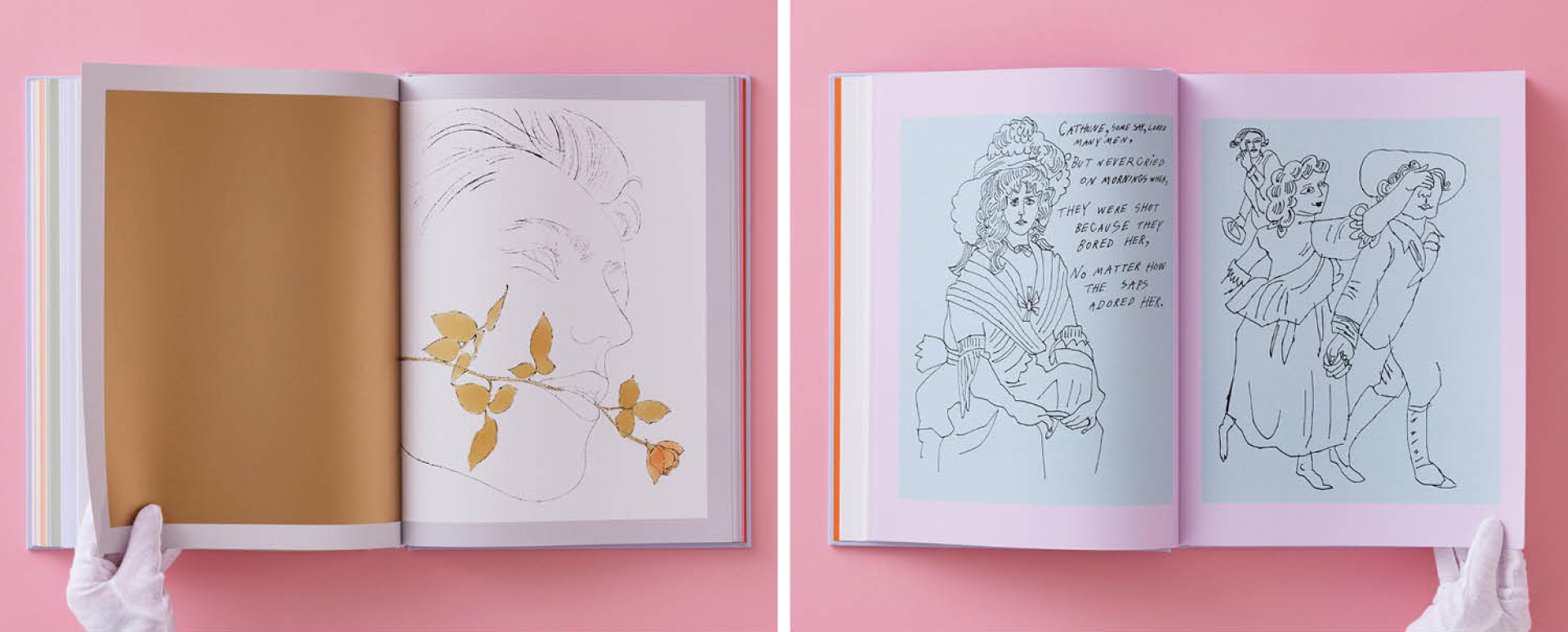 Το A Gold Book του 1957 είναι αφιερωμένο σε "Boys, filles, fruits and flowers shoes tc and ew" (ένα λογοπαίγνιο-αναφορά στην gay αντικουλτούρα στην οποία ανήκε ο Warhol).